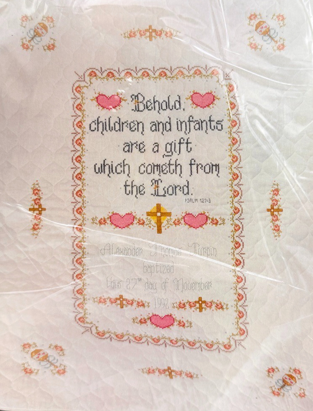 Janlynn Cross Stitch Kit Baptismal Quilt 140-06 Vintage 1993 Religious Baby Gift